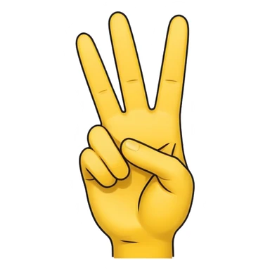 minimalist peace sign hand emoji, yellow, cartoon, two fingers sticker