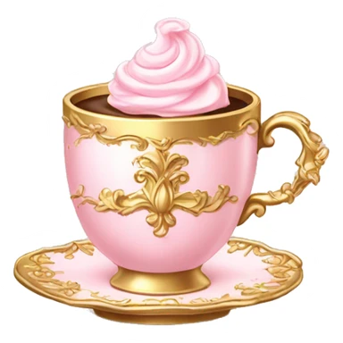 Light pink and gold vintage rococo coffee hot  sticker