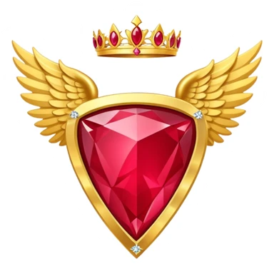 Big triangle rubby stone award-in-frame-decorated-with-big-golden-angel--wings and tiara sticker