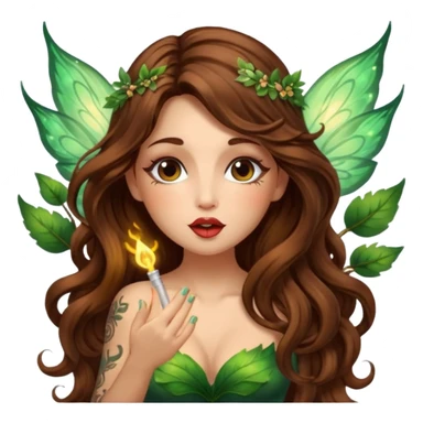 forest fairy woman long wavy brown hair tattoos blowing glowing kiss sticker