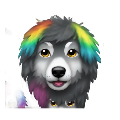 Wolf dog all black face and rainbow glitter fur sticker