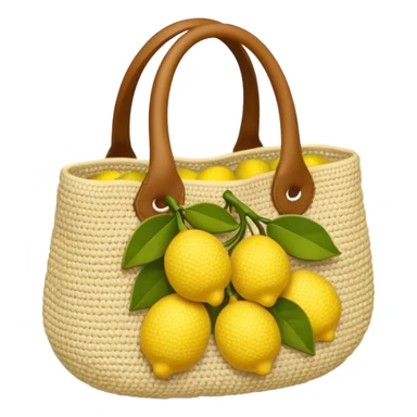 beige crocheted bag holding lemons sticker