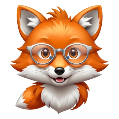 A surprised fox with sparkling fur, a glowing tail, a silver star on its forehead, and round glasses, with wide open mouth and eyes, looking shocked or scared. 🦊😱 sticker