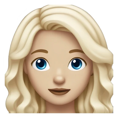 Girl with light skin, blonde white waves hair,blue eyes, Maltese dog sticker