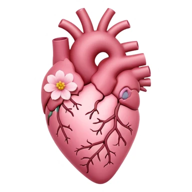 light pink anatomical heart with flower sticker