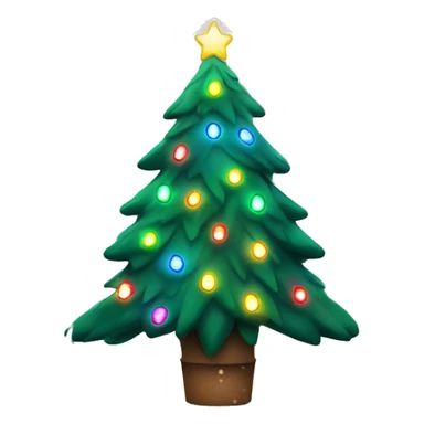 Christmas tree lit up with colorful lights in the middle of a snowstorm sticker