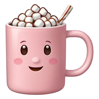 light pink mug with hot chocolate and marshmallows no face sticker