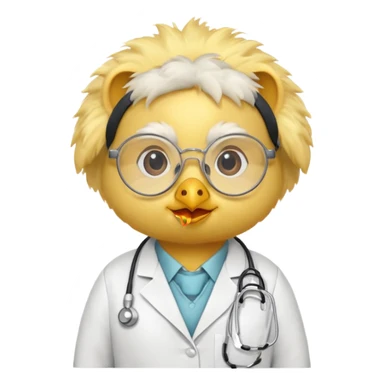 chick animal with glasses, wearing doctor uniform sticker