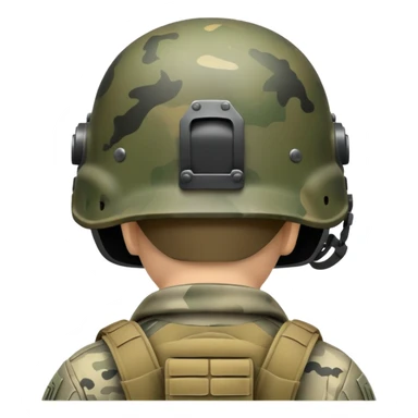 back of military helmet on soldier's head sticker