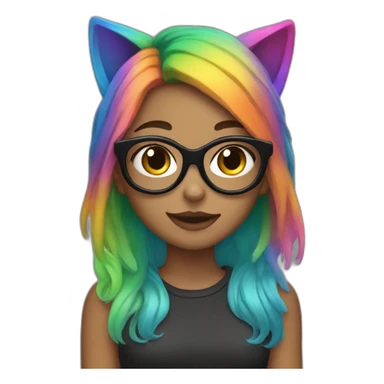girl with cat ears, rainbow hair and dark glasess sticker