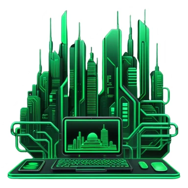  Black And Green Cyber Aesthetic Scenery Deco sticker