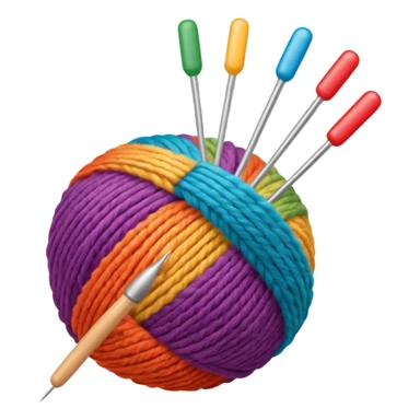 ball of wool with 2 knitting needles sticker