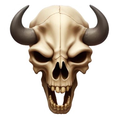 A demonic buffalo skull with thrones and teeth and red background  sticker