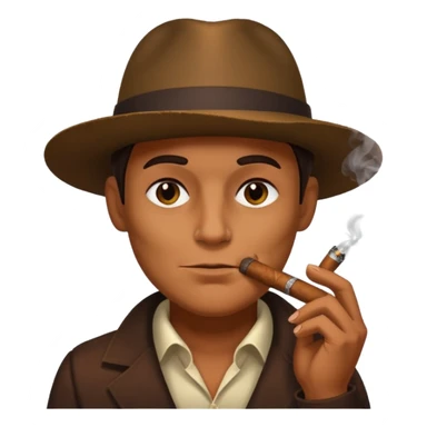 a shadowy face smoking a cigar sticker