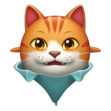 a red cat in a shark costume sticker