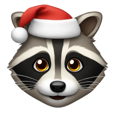 Raccoon face with Christmas hat sticker