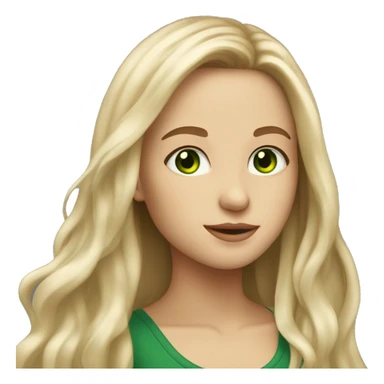 White sun kissed girl with long straight wavy dirty blonde hair and green eyes sticker
