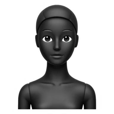 Minimalistic flat vector icon, iOS style, thin black contour on white background. Matte black mannequin in front of in 3D monochrome style. sticker