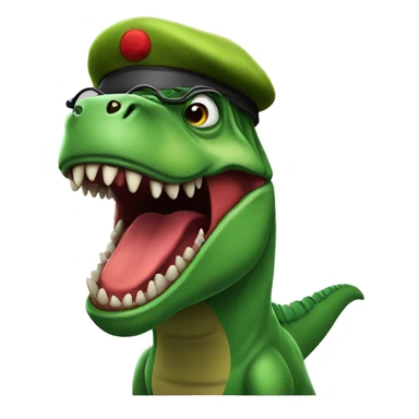 Mad Green Trex wearing red beret and eyeglasses  sticker