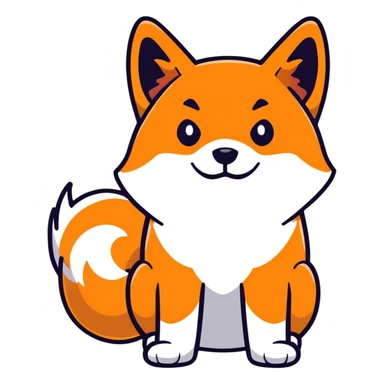 black Shiba Inu dog with fox-like appearance and curled tail sticker
