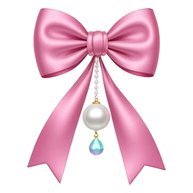 Pink bow with hanging pearl sticker