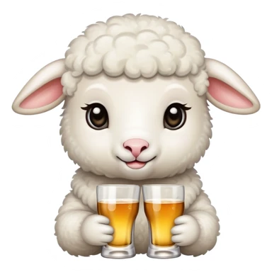 little lamb drinking many types of alcohol  sticker