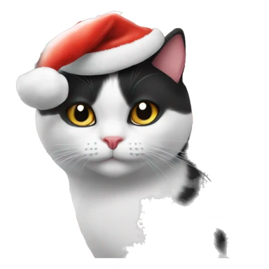 A black and white cat in santas hat sticker