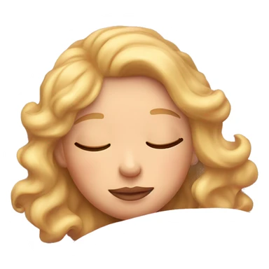 Blonde Girl with wavy hair and pink lips sleeping in pink bed sticker