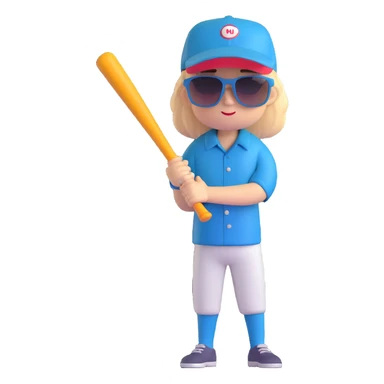 baseball bat with a cap and sunglasses, cool attitude sticker