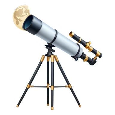 An icon featuring a telescope, stars, and a planet, symbolizing astronomy. The design includes a crescent moon, distant galaxies, and constellations, representing the study of space and celestial bodies. Transparent background highlights the exploration of the universe and cosmic phenomena. sticker