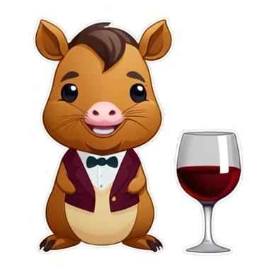 Capivara com terno e taça de vinho sticker