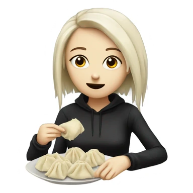 emo girl eating dumplings sticker