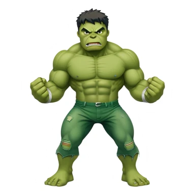 Hulk superhero with green skin, muscular body, angry face sticker