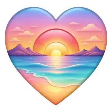  Colorful shiny pastel heart with sunset inside  sticker