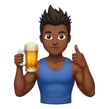 muscled guy in yoga pose, slightly dark skin, spiky dark hair, holding beer sticker