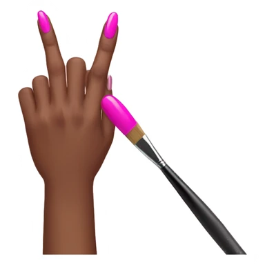 Fingers with pink nails are painted with a brush sticker