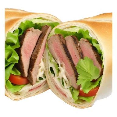 Steak tip caesar salad wrap on white bread sticker