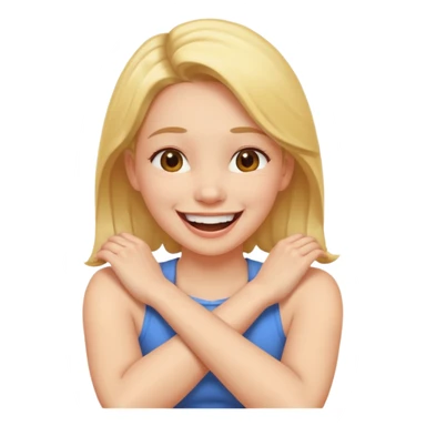 arms crossed holding neck laughing girl sticker