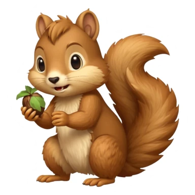 saber-toothed squirrel character with acorn, full body sticker