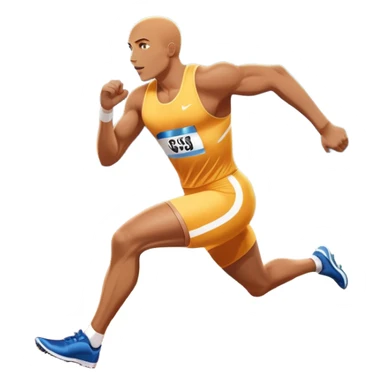 An icon featuring The background showcases a vibrant stadium with cheering fans, bright lights, and a clear sky. an athlete sprinting on a track, with powerful strides and determination. The athlete's motion is dynamic, emphasizing speed and competition. sticker