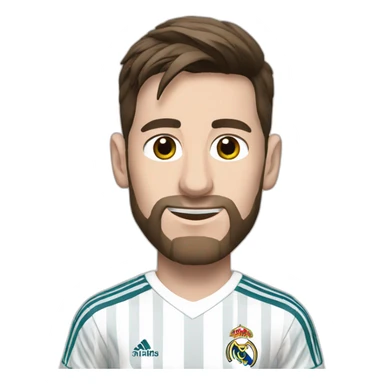 Messi wearing a white Real Madrid jersey sticker