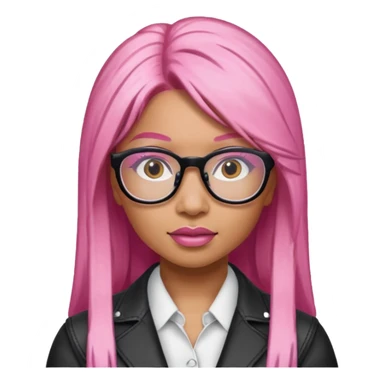 Rapper Nicki Minaj pink hair wear glasses sticker