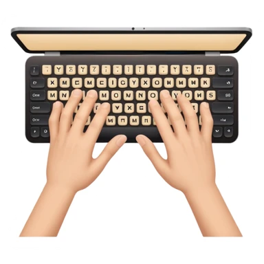 two hands typing on a keyboard, manual review sticker