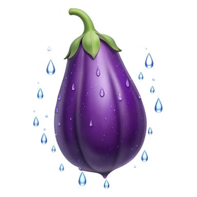 Eggplant with water squirting out sticker