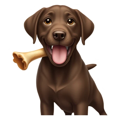 Chocolate lab puppy celebrating success with bone sticker