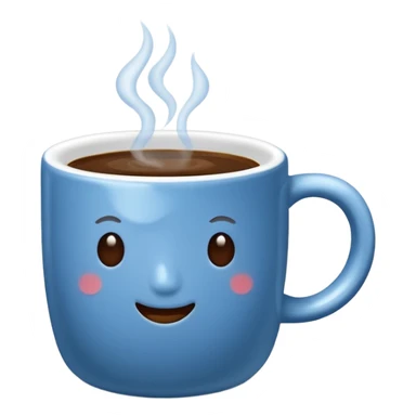 visibly steaming plain blue mug of coffee sticker