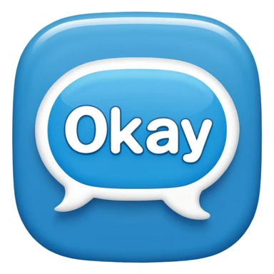 icon of the word 'okay' in a speech bubble, clean lines, flat design, outlined style sticker