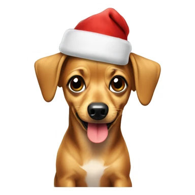Chiweenie wearing Christmas hat sticker