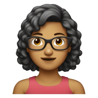 une fille avec les cheveux brun attacher vers l'arriere et avec des lunette noir sticker