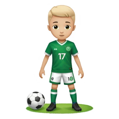 6 years old boy playing soccer wearing celtic footballer uniform ( jersey) # 17 in the jersey !  sticker